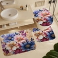 thumbnail image 6 of 4 Pcs Shower Curtain Set Watercolor Flower Pattern Non-Slip Rugs And Toilet Mat Lid Rug Accessories Abstract Wild Flowers Bathroom Decor Sets for Bathroom Decor 72inch X 72inch, 6 of 8