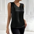 thumbnail image 2 of Pxiakgy tank top for women womens tank tops Women's Summer Solid Color Ding Satin V Neck Sleeveless Bottom Tank Top Black + XL, 2 of 8