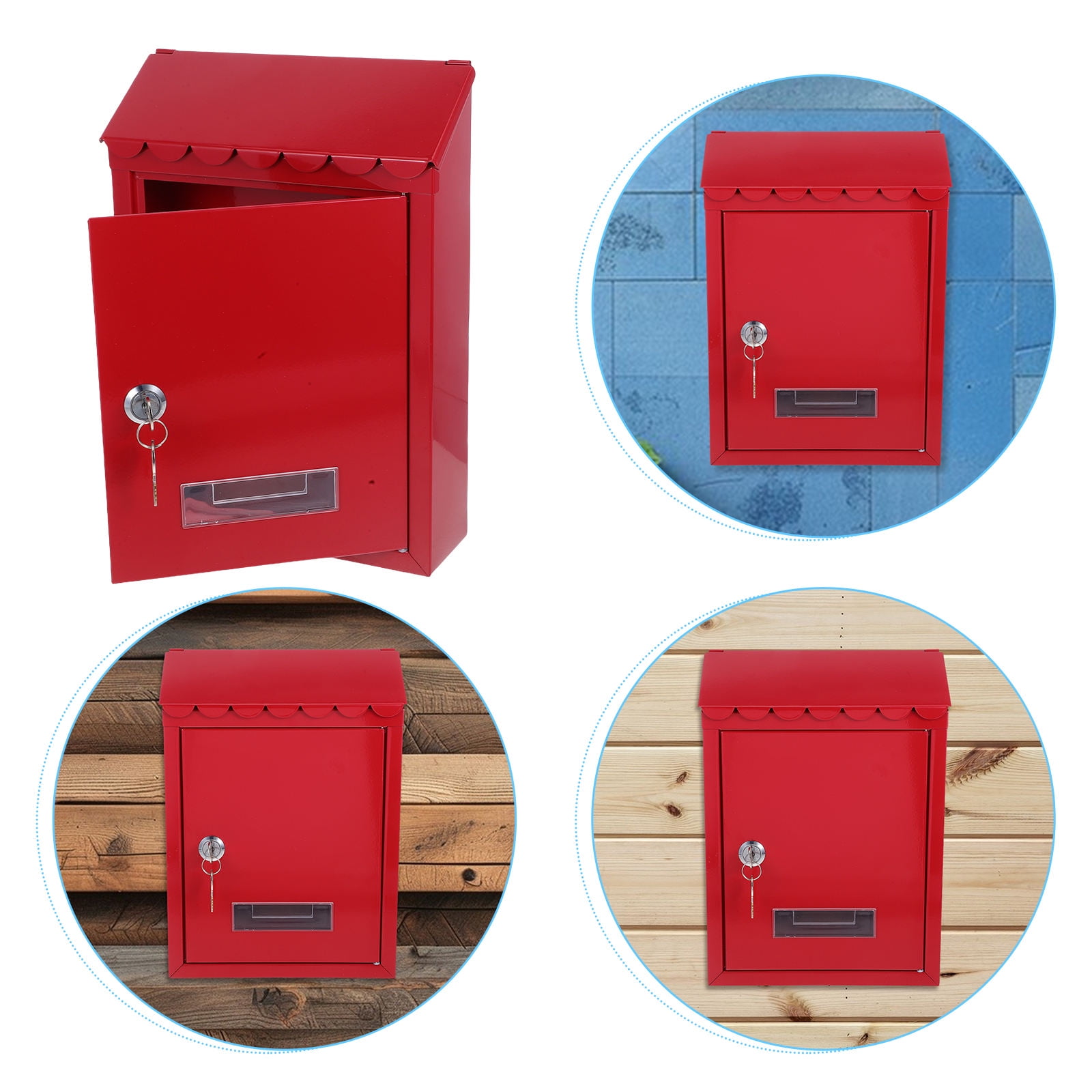 Milisten TX0080 Red Metal Wall Mount Lockable Mailbox for Outdoor Use