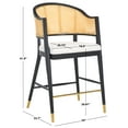 thumbnail image 3 of SAFAVIEH Couture Rogue Square Mid Back Bar Stool, Black/Natural, 3 of 13