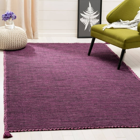 SAFAVIEH Montauk Bijar Jace Solid Soft Braided Cotton Area Rug, Purple/Black, 8' x 10'