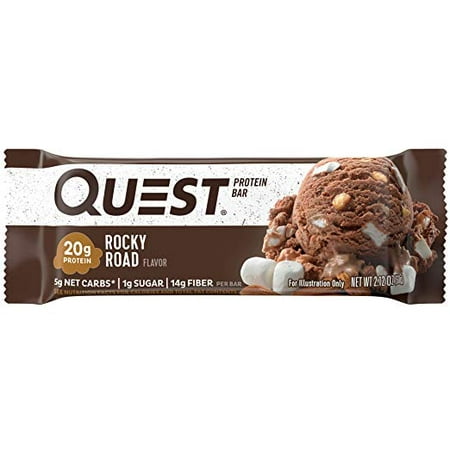Quest Nutrition Rocky Road Protein Bar, High Protein, Low Carb, Gluten Free, Soy Free, Keto Friendly, 12 (Best Low Carb Nutrition Bars)