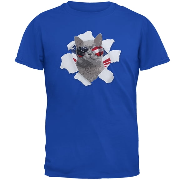 4th of July Meowica Americat Patriot Mens T Shirt