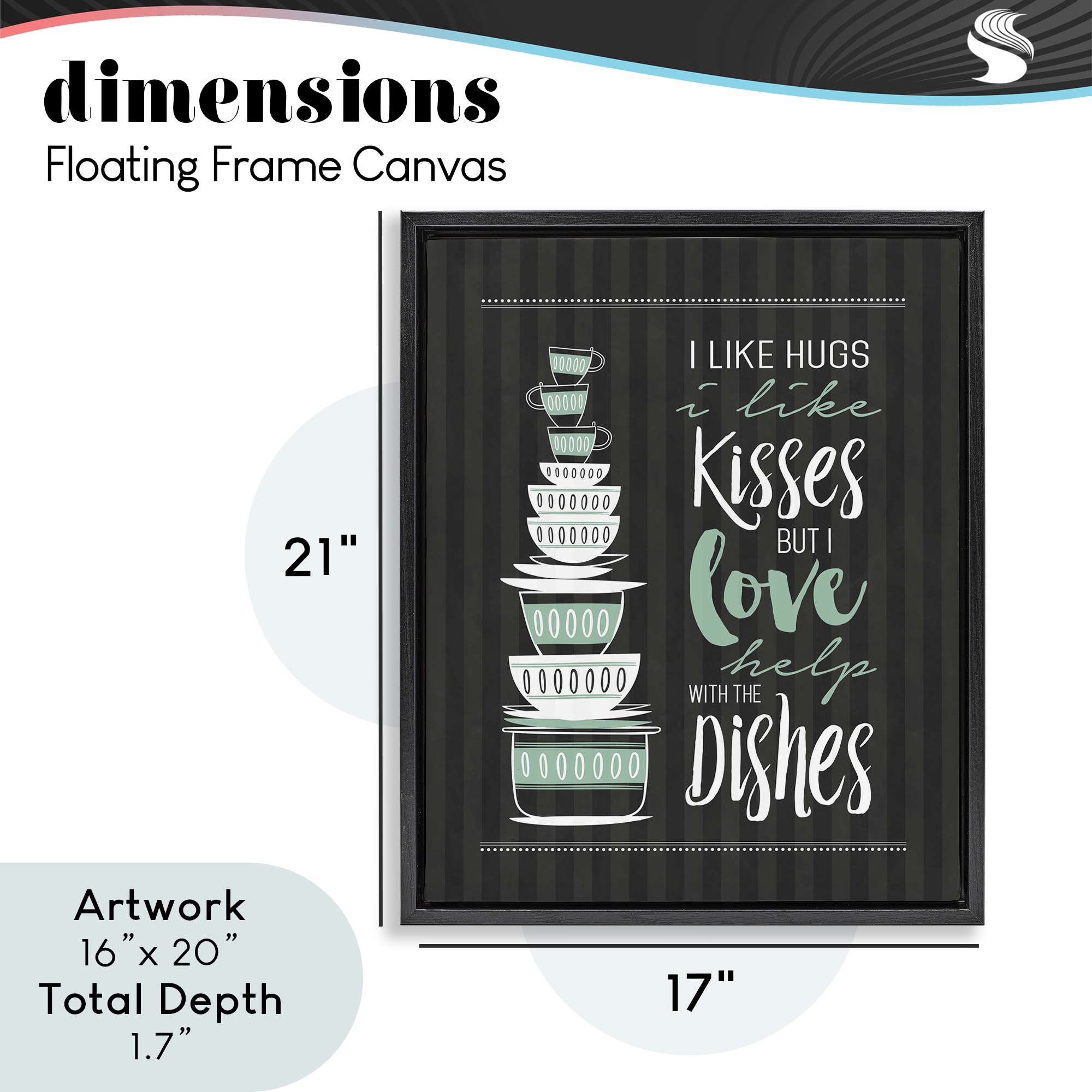 Love Help With Dishes Black Framed Floater Canvas Wall Art, design by Lettered and Lined