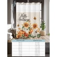 thumbnail image 6 of No Hook Cloth Fabric Shower Curtain with Snap in Liner, Fall Orange Pumpkin Waterproof Shower Curtains Set with See Through Top Window, Thanksgiving Sunflower Butterfly Bath Curtains Shower 66"x72", 6 of 6