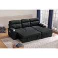 thumbnail image 3 of Kaden Black Fabric Sleeper Sectional Sofa Chaise with Storage Arms and Cupholder, 3 of 7