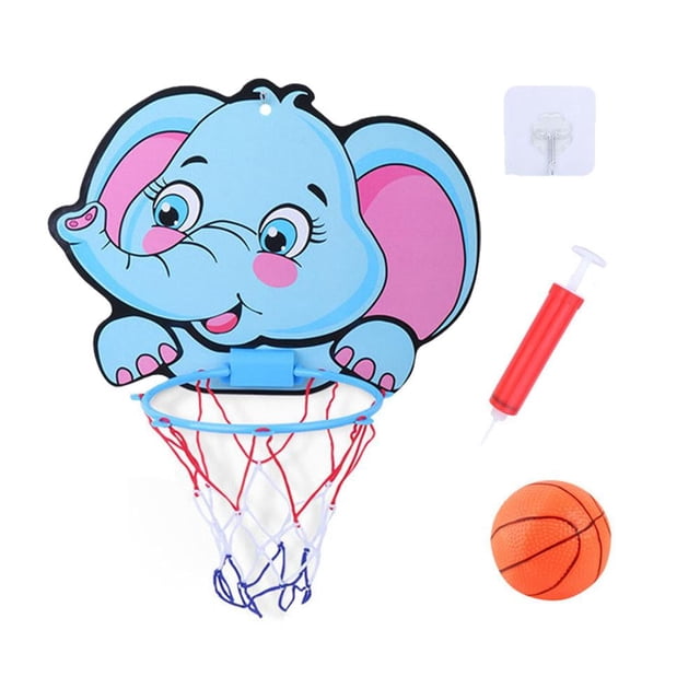 Kids Indoor Hanging Basketball Hoop Set, Portable Elephant Backboard Toy with Ball and Air Pump