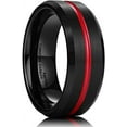 thumbnail image 5 of 8mm Loop Red Black Silver Blue Groove Tungsten Carbide Wedding Band Groove Engagement Ring for Men Comfort Fit, 5 of 10