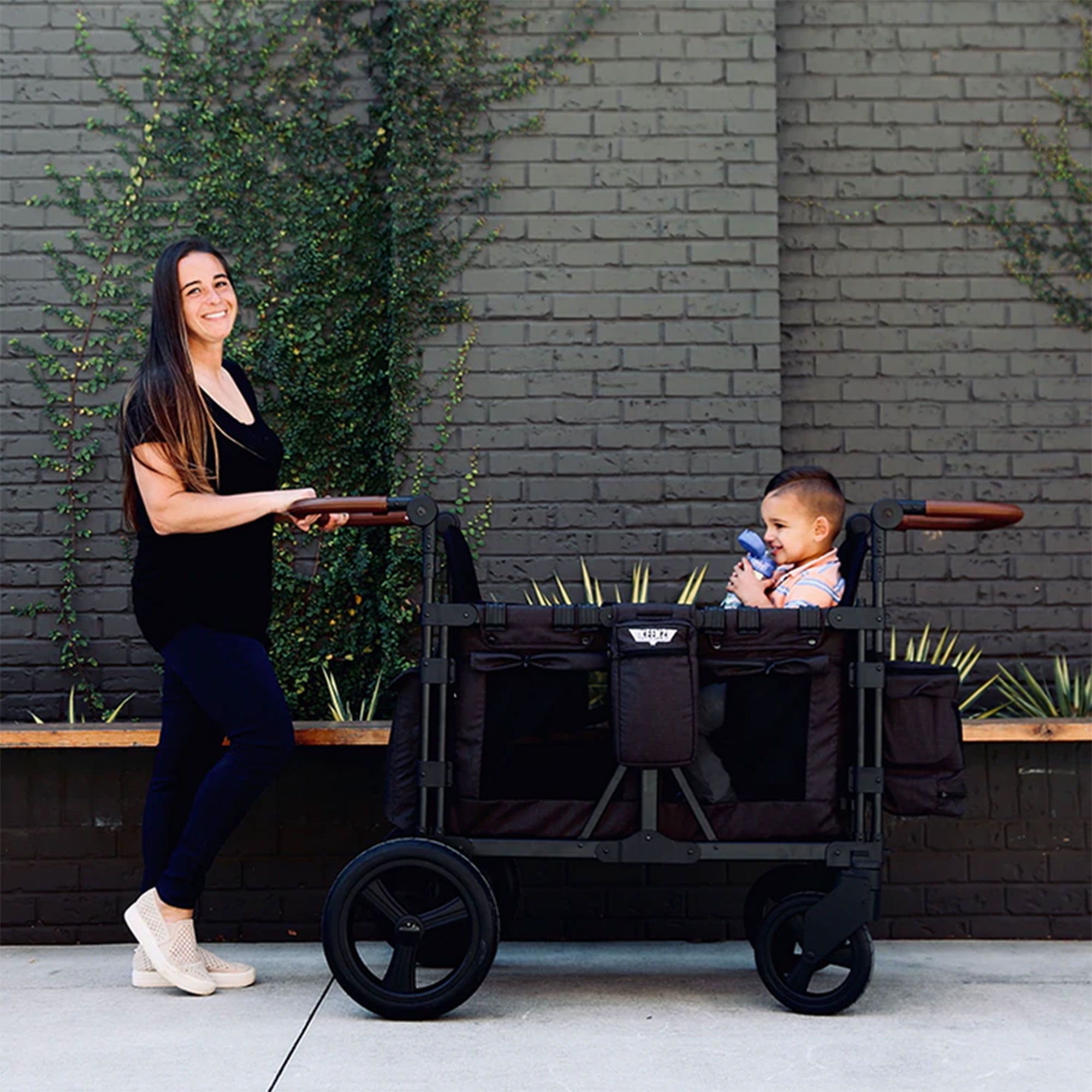 Keenz XC Luxury Comfort 2 Child Baby Push Pull Wheeled Stroller Wagon with Canopy Charcoal Walmart