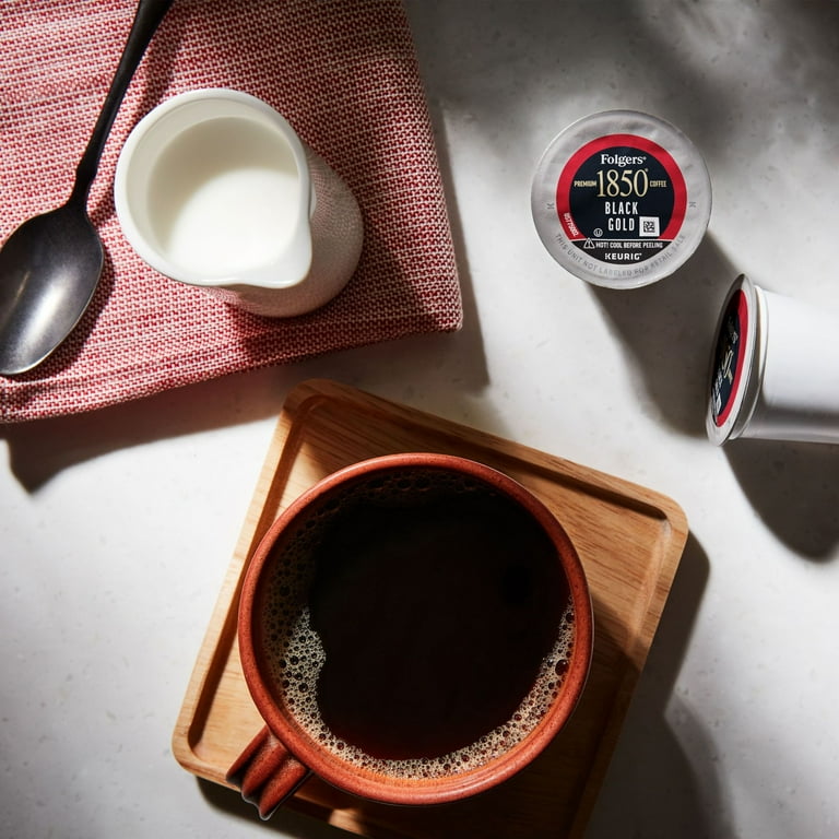 Folgers 1850 Black Gold, Dark Roast Coffee, Keurig K-Cup Pods, 10