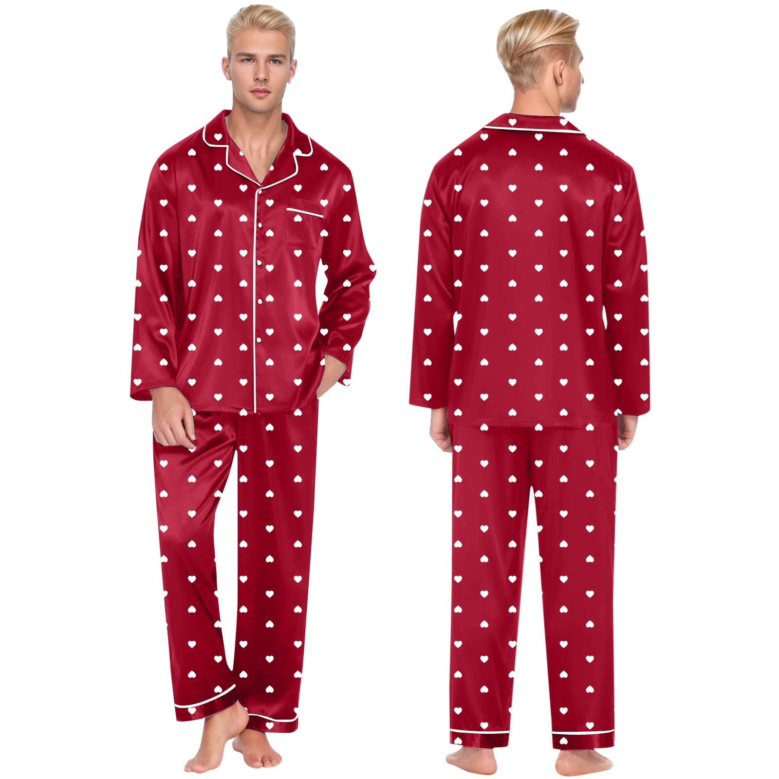 Fvwitlyh Modal Pajama Set Soft And Comfortable Couples Home Dressing Set With Heartprint For Casual And Relaxed Leisure At Home Red M