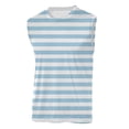 thumbnail image 2 of Mens Tank Top Summer Sleeveless Striped T Shirts Crewneck Athletic Casual Loose Workout Athletic Breathable Vests Light Blue XL, 2 of 4