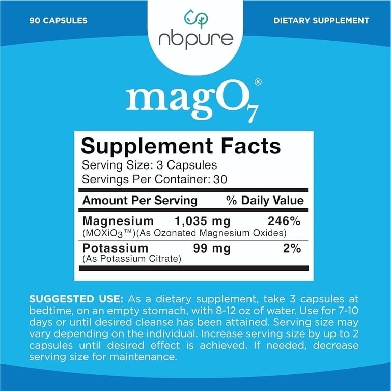 nbpure MagO7 Oxygenated Magnesium Colon Cleanse, 90 Capsules
