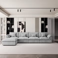 thumbnail image 2 of The Magic Home 155" 4-Seater Cloud Modular 155 L-Shaped Linen Sectional Sofa with Ottoman, Gray, 2 of 12