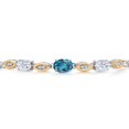 thumbnail image 3 of 925 Silver and 10K Yellow Gold London Blue Topaz and White Moissanite and Lab Grown Diamond Bracelet for Women | 2.06 Cttw | Gemstone November Birthstone | Oval 7X5MM | Fully Adjustable 9", 3 of 5