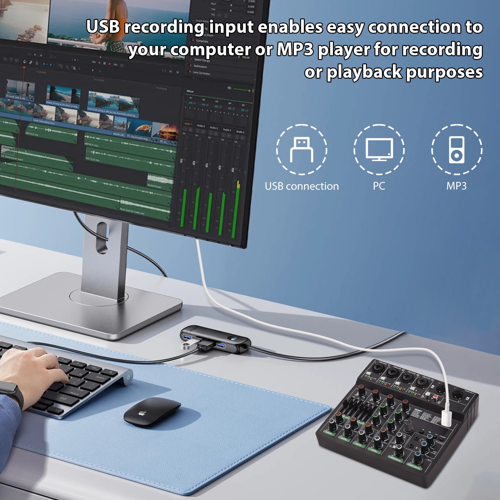 Mixing Console,256 48v Bt 6-channel Console Bt Mp3 Network Live With 256 48v Studio Dj Network Console With Type-c Audio Mp3 Usb Studio Dj Live Type-c Usb Input Portable Sound