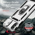 thumbnail image 5 of for iPhone X/iPhone Xs Case with Camera Lens Cover HD Screen Protector, Military Grade Drop Protection Magnetic Ring Holder Kickstand Protective Phone Case for iPhone X/Xs 5.8 inch (Silver), 5 of 17