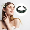 thumbnail image 5 of Unique Bargains 1 Pc Faux Crystal Padded Headband Bling Rhinestone Hairband for Women Green 1.57 Inch Wide, 5 of 7