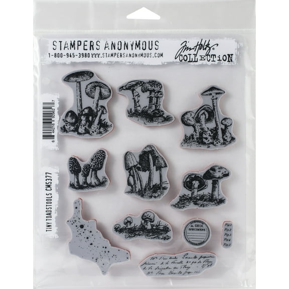 Tim Holtz Cling Stamps 7"X8.5"-Tiny Toadstools