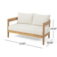 thumbnail image 4 of GDF Studio Burrough Outdoor Acacia Wood 4 Seater Chat Set with Cushions, Teak and Beige, 4 of 21