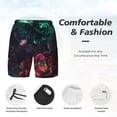 thumbnail image 3 of Gukieu Red And Green Carnation Print Men's Double Layer Sports Swim Trunks, Quick Dry Adjustable Waist Swim Shorts Swimwear-Large, 3 of 6