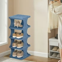 AuroraX Freestanding Shoe Rack Stackable 4 Pairs 5 Tiers for Entryway,Shoe Organizer,Tall Blue Front Door Garage Shoe Storage for Small Space