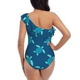 thumbnail image 5 of Picia Cute Turtle Pattern Women's One Piece Swimsuits,One Shoulder Swimwear Asymmetric ,Ruffle Monokinis Bathing Suits,High Waisted Flattering Bathing Suits-Medium, 5 of 8