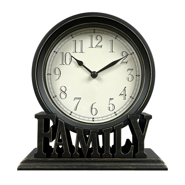 Reloj de escritorio redondo sin tictac con números grandes, silencioso, decorativo, para repisa. EstiloB