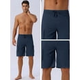thumbnail image 4 of DARING DIVA Men's Solid Color Side Pockets Lining Summer Board Shorts 38 Navy Blue, 4 of 6