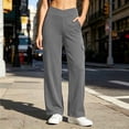 thumbnail image 2 of Hngshg Plus Size Cargo Pants for Women Athletic Pull on Solid Color Casual Wide Leg Pants Summer Going out Trousers with Pockets, 2 of 7