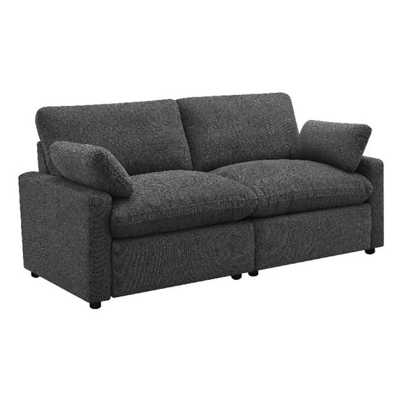 Benjara Biny Modular Power Reclining Loveseat- 2 Pillows- Dark Gray- 86"