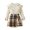 Khaki*, variant on RUTAYY Girls 2 Piece Casual Set Crew Neck Button Ruffle Long Sleeve Knit Tops Plaid Wrap Skirt Kids Daily Outfit White