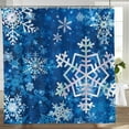 thumbnail image 3 of Merry Christmas Winter Snowflake Blue Polyester Shower Curtain for Bathroom Decoration 72x72 inch, 3 of 7