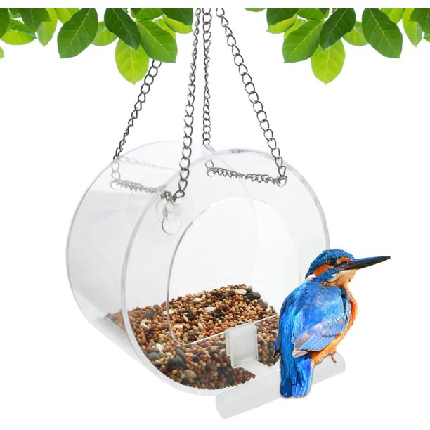 Clear Acrylic Window Bird Feeder with Suction Cups, High Seed Capacity