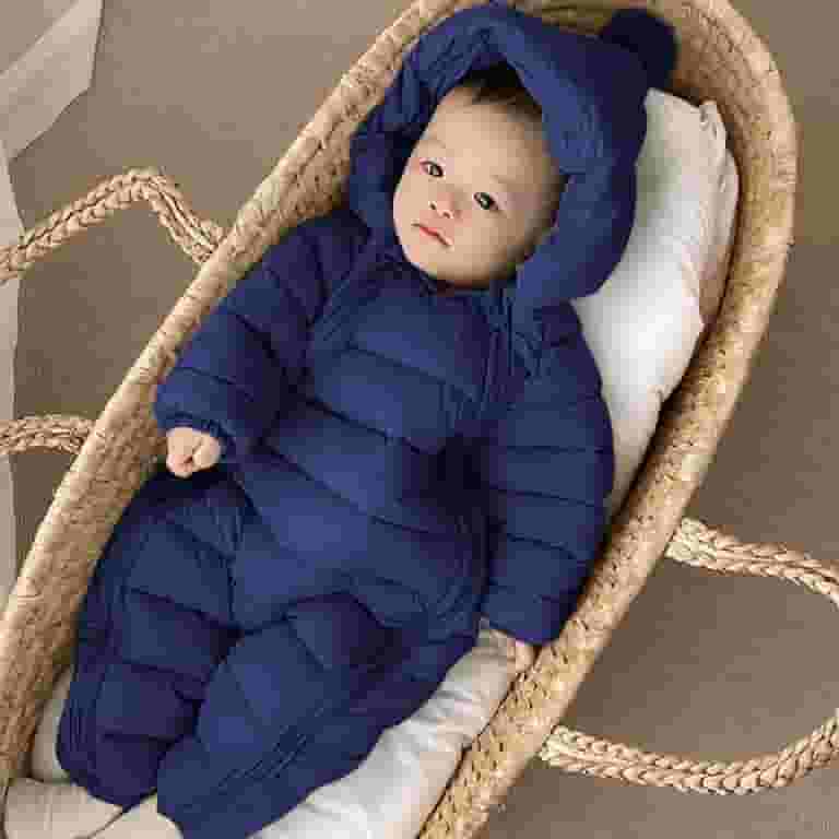 Baby Winter Schneeanzug Mit Kapuze - Warme Fleece Strampler 0-12 Monate