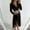 Black, variant on Patlollav Plus Size Womens Sexy Buttocks V-Neck Solid Slimming Long Leeve Dress