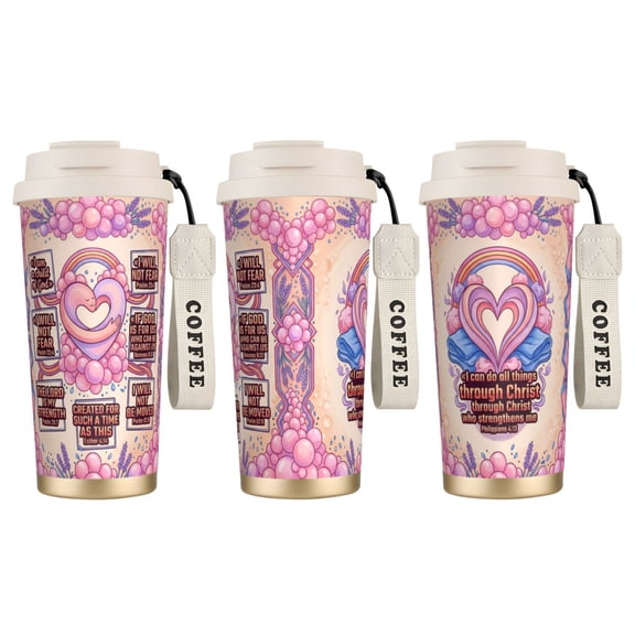 1pc cross Thermos, 18oz Double-Wall Travel Mug, Best Religious Birthday Gift for Her, Leak-proof