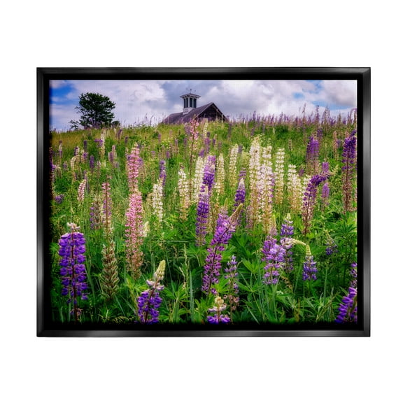 Stupell Wild Lavender Field Grassland Landscape Photography Black Floater Framed Art Print Wall Art