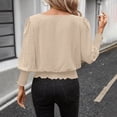thumbnail image 6 of POROPL Women's Blouses 3/4 Sleeve Puff Elastic Cinched Waist Top Casual Dressy Smocked Blouses, 6 of 7