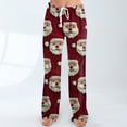 thumbnail image 6 of Women's Drawstring Christmas Printed Casual Pants, Long Trousers with Elastic Waist for Comfortable Wear, Festive Design for Holiday Season,Wine,L, 6 of 6
