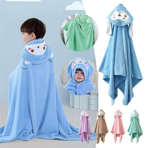 1*Bath Towel Cute & Quick Dry Coral Fleece Hooded Bath Robe for Kids Fun Cape Design Towel With Hood Bath Towel