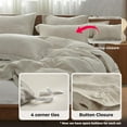 thumbnail image 4 of Simple&Opulence 100% Washed Linen Duvet Cover Set with Embroidered,King Size(104"x92"),3 Pieces Soft Farmhouse Comforter Set with Button Closure,1 Duvet Cover and 2 Pillowshams(Natural Linen), 4 of 8
