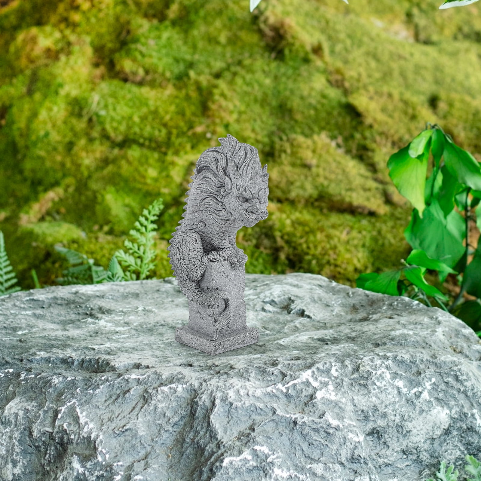 Landscape Dragon Ornaments Chinese Lion Decorate Outdoor Asian Home Decor Stone 16.50X7.50X4.80CM