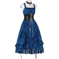 thumbnail image 6 of KLHDSF Women's Vintage Punk Gothic Dress Necklace Set Halloween Renaissance Costume Party Outfit Blue XXL, 6 of 6