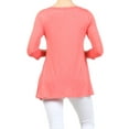 thumbnail image 4 of Women's Solid Basic Casual Side Button Trim Round Neck Blouse Shirt Tunic Top, 4 of 5