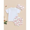 thumbnail image 4 of Bagilaanoe 3pcs Newborn Baby Girl Short Pants Set Letter Print Short Sleeve T-Shirt Tops + Shorts + Headband 6M 12M 18M 24M Infant Casual Summer Outfits, 4 of 8