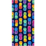 Colorful Pineapples Navy Beach Towel 30" x 60" 100% Cotton
