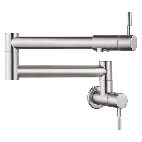 Pot Filler Tap Single Lever Rotate Folding Spout Bathroom Kitchen Faucet Wall Mount Cold Water Sink Black/Brushed ,Easy to Install