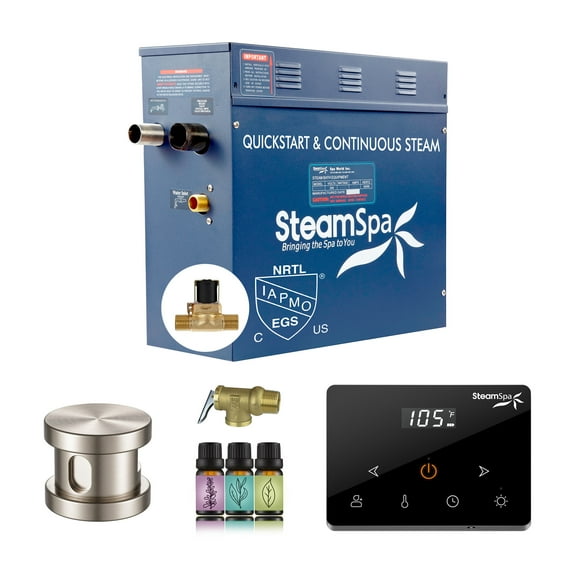 Oasis Series 4500-Watts Steam Bath Generator with Continuous Steam Fully Wireless Control and Auto-Drain in Nickel