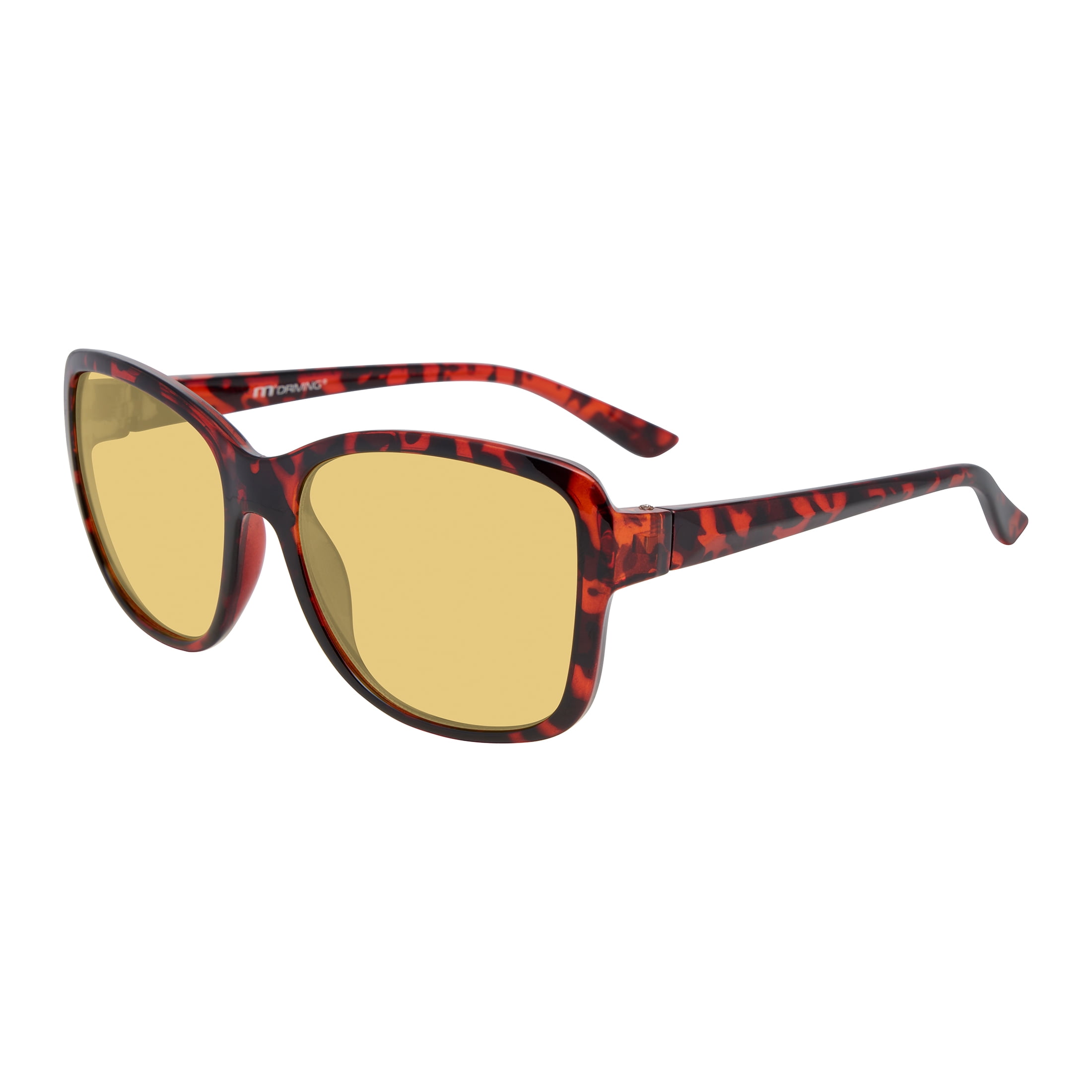 M+ Women's Tortoise Driving Glasses with High-Quality Plastic Frame and Yellow Lenses
